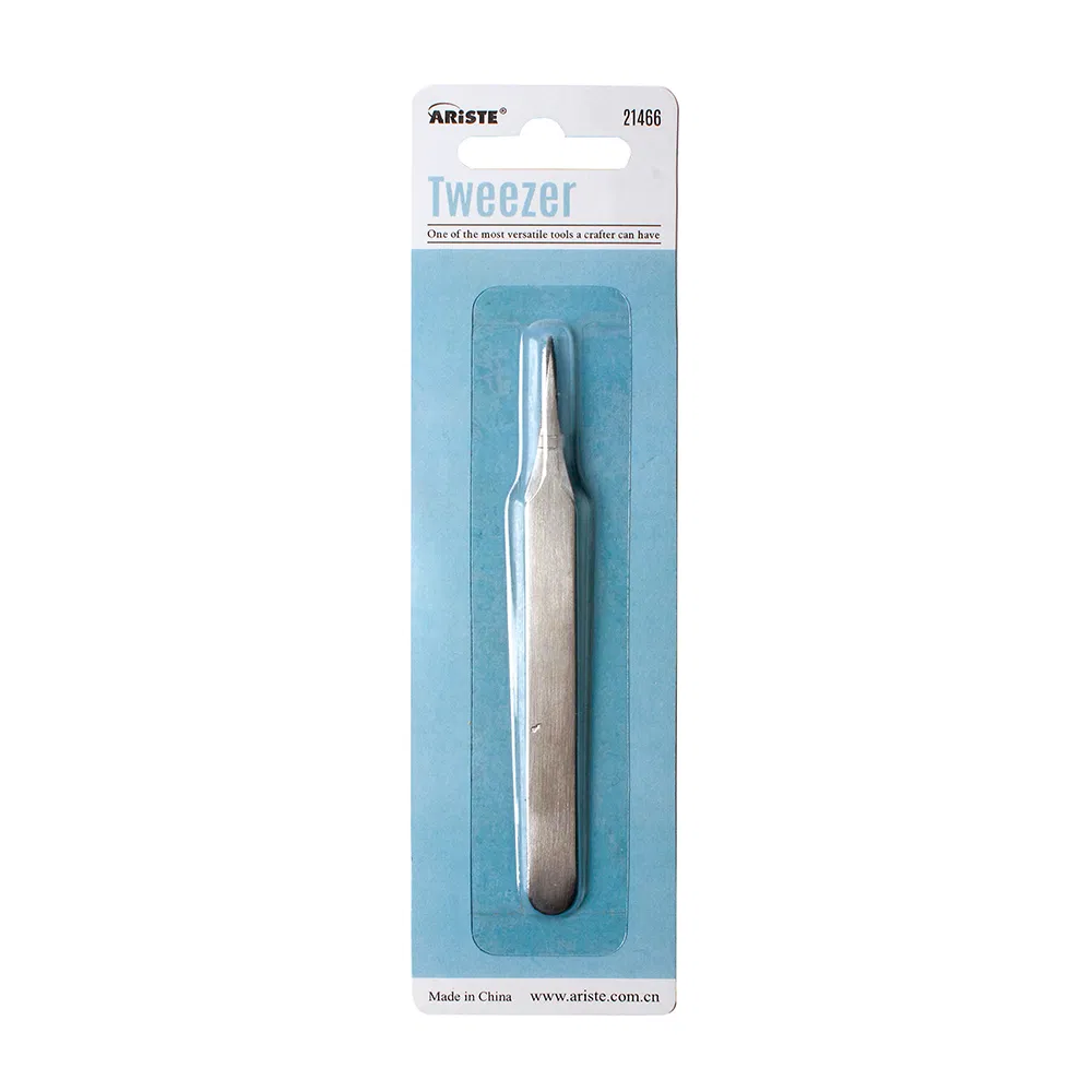 21466 Stainless Steel Tweezers with 1PC/ Bllister Card