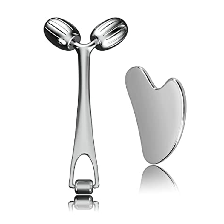 Metal Face Roller Gua Sha Massager Tool Set