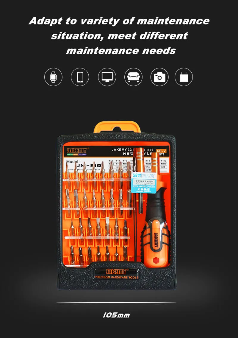 Jakemy 33PCS Precision Multi Purpose Mini Toolkit Bits Set Screwdriver with Soft Handle