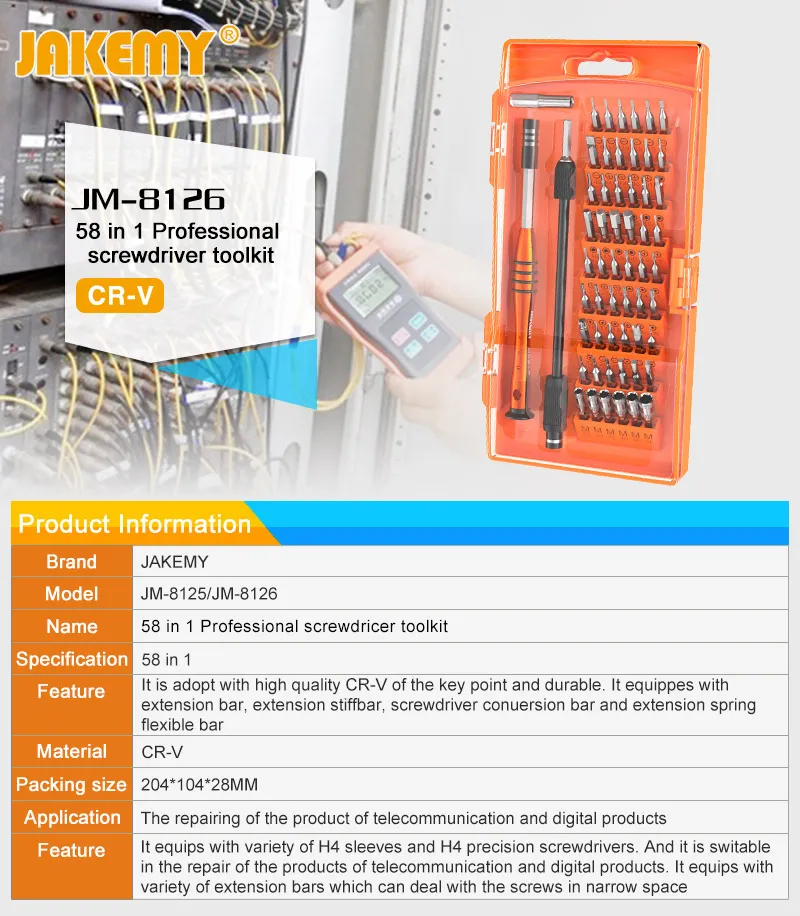Jakemy 58PCS General Repair Magnetic Precision Screwdriver Kit Set Hand Tools
