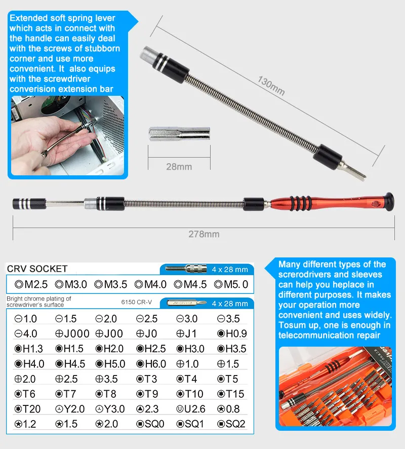 Jakemy Exporter 58 in 1 Professional Cr-V Blade Screwdriver Tool Kit for General Household