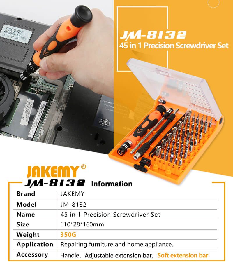 Jakemy Hot Wholesale 45 in 1 Precision Screwdirver Hardware Tools Kit Set