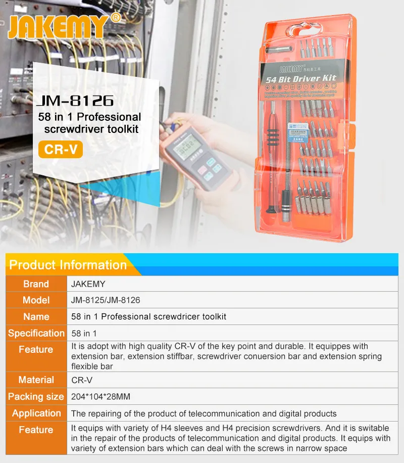 Jakemy Promotional 58 in 1 General Household Use Screwdriver Tool Kit