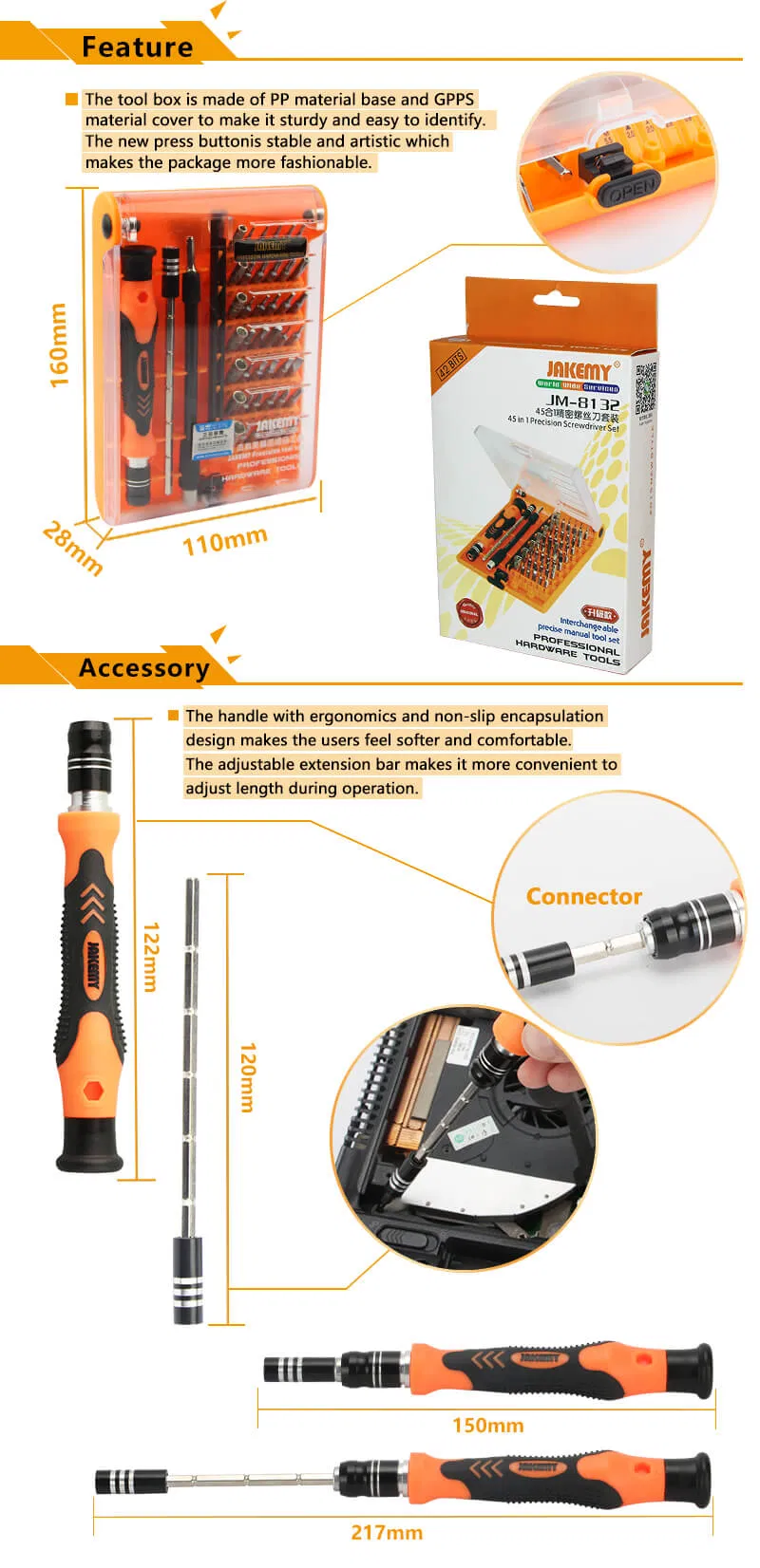 Jakemy Well Designed 45 in 1 Precision Screwdirver Set Tool Kit