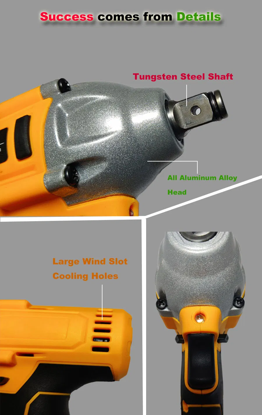 Lisheng 20V Good Quality Lithium-Ion Battery Brushless Cordless Impact Electric Wrench