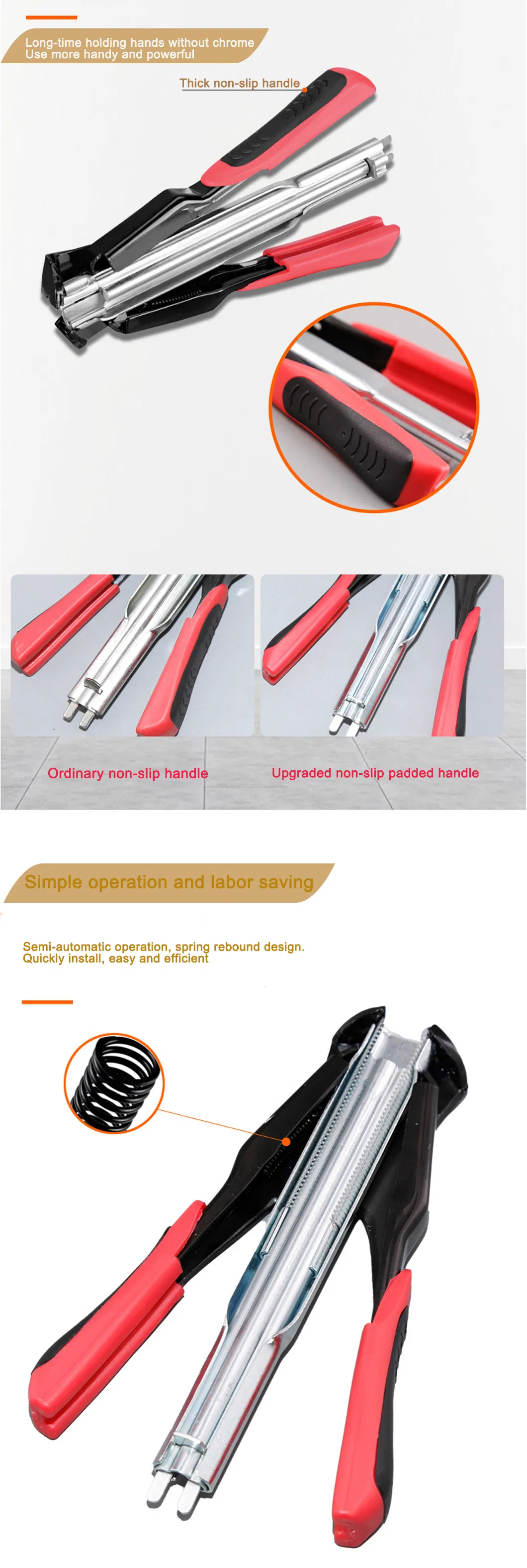 Straight Hog Ring Pliers Kit Auto Upholstery Installation Tool for Pet Cage