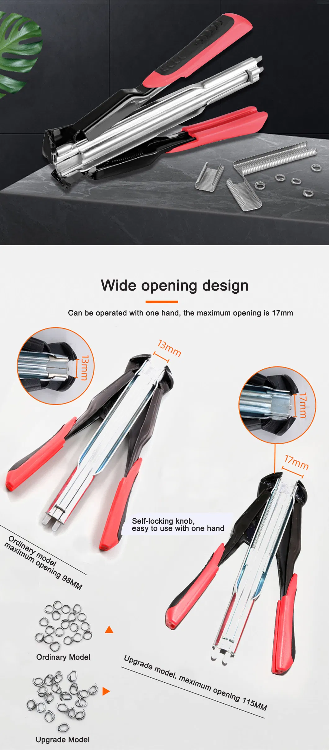 Straight Hog Ring Pliers Kit Auto Upholstery Installation Tool for Pet Cage