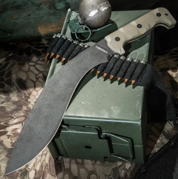 Usmc Desert Sand Kukri Machete with Heavy-Duty Nylon Sheath